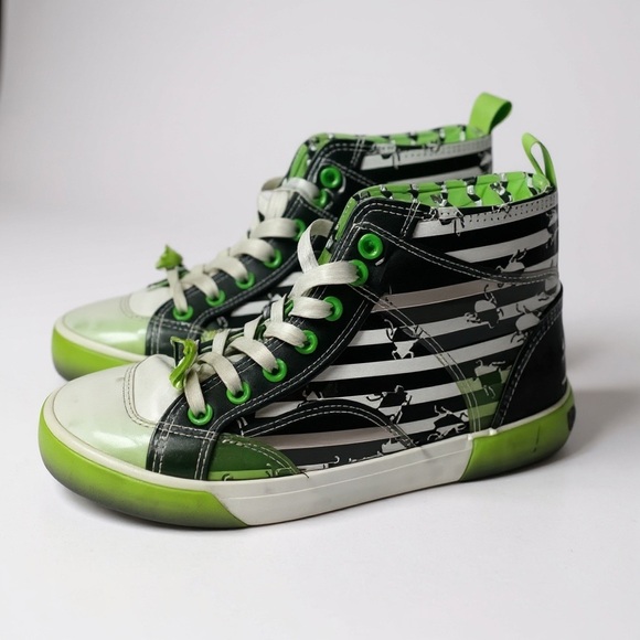 Ground Up Other - Beetlejuice Sneakers Kids 6.5 Unisex Glow In The Dark Halloween Costume High Top